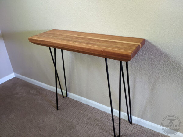 Cherry Butcher Chop Block Top Console Table with Steel Legs - IRONPROOFTIMBERWORKS.com