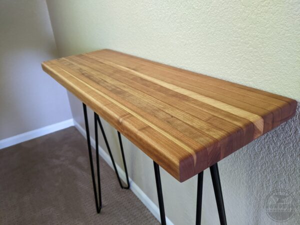 Cherry Butcher Chop Block Top Console Table with Steel Legs - IRONPROOFTIMBERWORKS.com