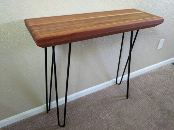 Cherry Butcher Chop Block Top Console Table with Steel Legs - IRONPROOFTIMBERWORKS.com