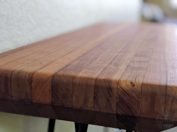 Cherry Butcher Chop Block Top Console Table with Steel Legs - IRONPROOFTIMBERWORKS.com