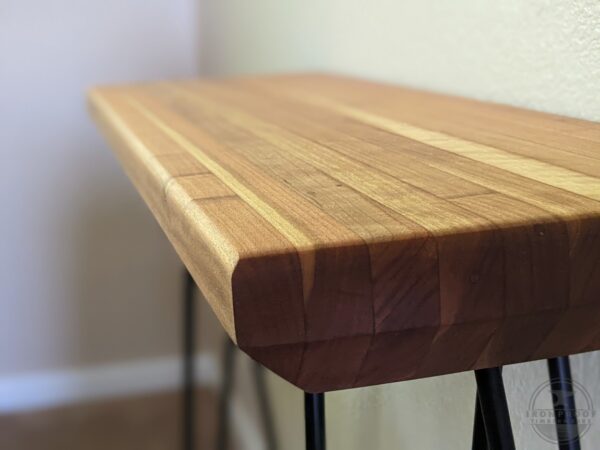 Cherry Butcher Chop Block Top Console Table with Steel Legs - IRONPROOFTIMBERWORKS.com