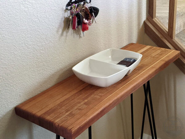 Cherry Butcher Chop Block Top Console Table with Steel Legs - IRONPROOFTIMBERWORKS.com