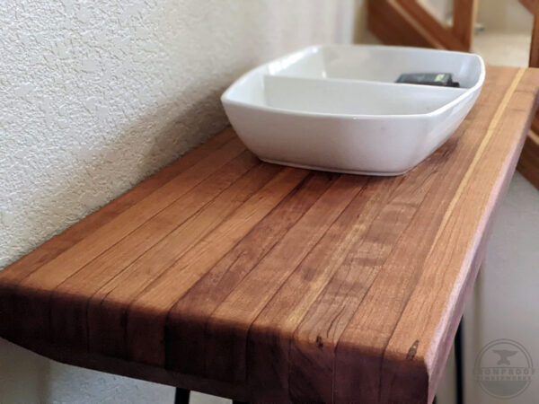 Cherry Butcher Chop Block Top Console Table with Steel Legs - IRONPROOFTIMBERWORKS.com