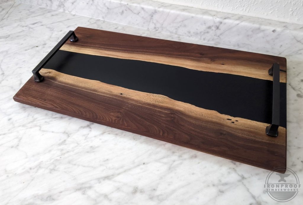 Walnut & Black Epoxy Serving Tray - Ironproof Timberworks