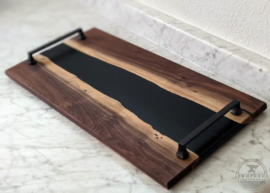 Walnut & Black Epoxy Serving Tray - Ironproof Timberworks
