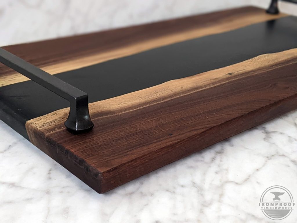 Walnut & Black Epoxy Serving Tray - Ironproof Timberworks