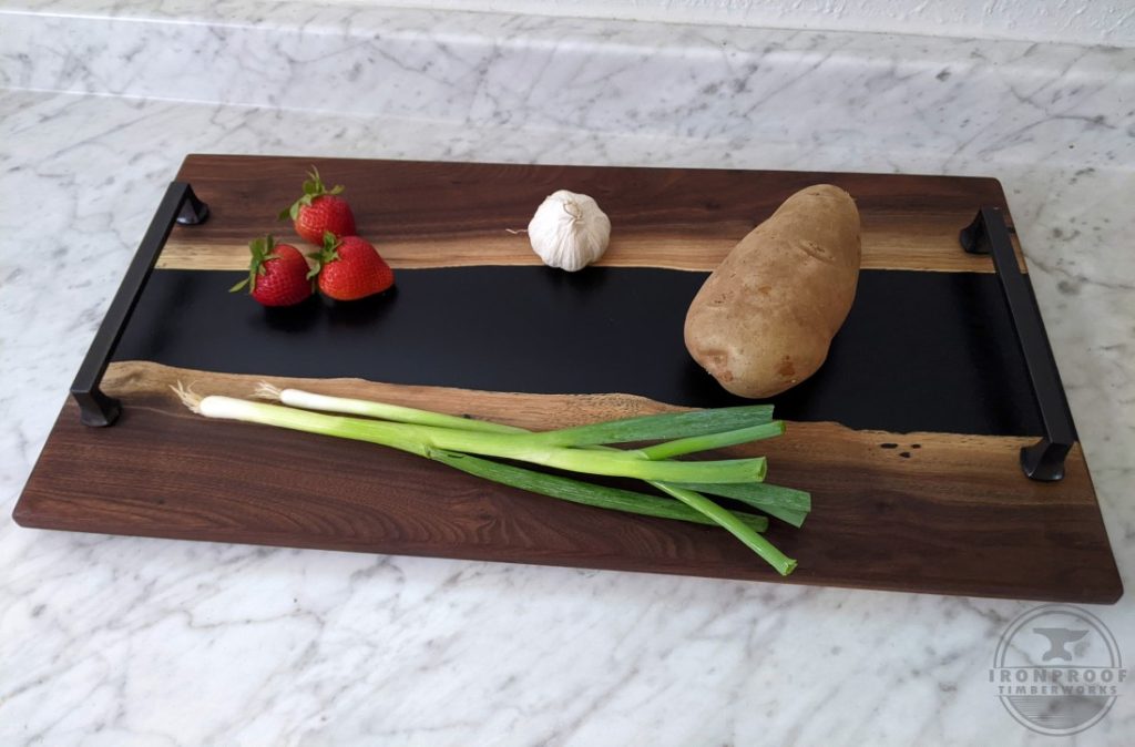 Walnut & Black Epoxy Serving Tray - Ironproof Timberworks