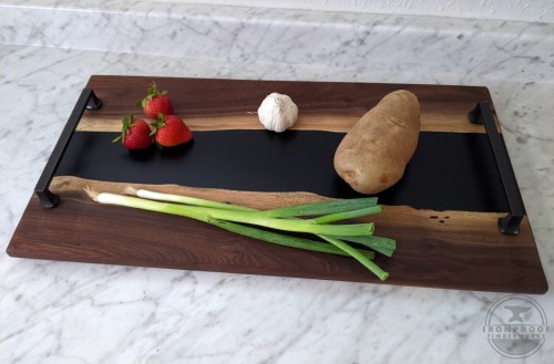 Walnut & Black Epoxy Serving Tray - Ironproof Timberworks